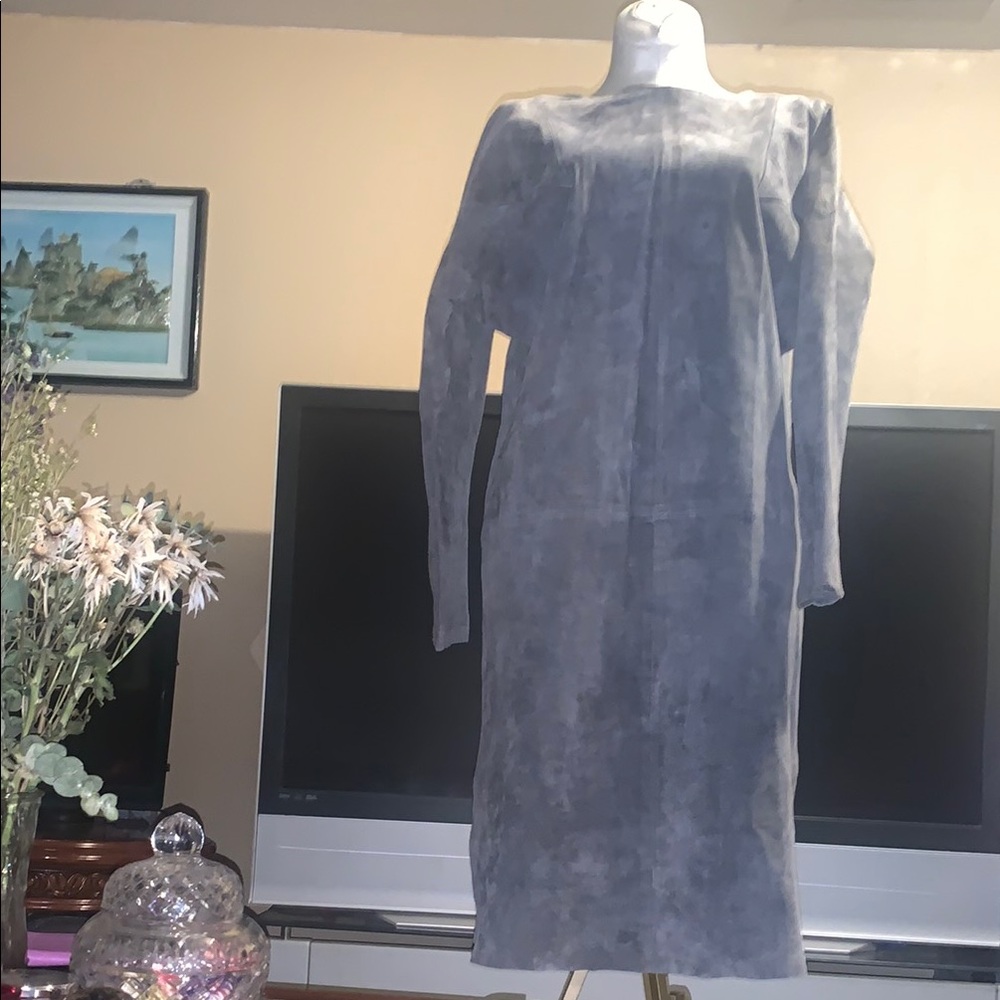 Elegant Gray Suede Dress